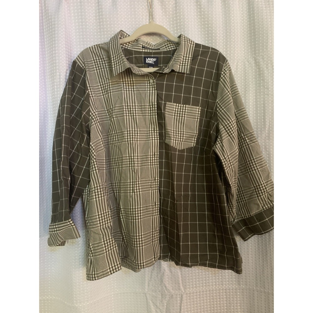 Lands End‎ Women 20 Plus Long Sleeve No Iron Supima Blouse